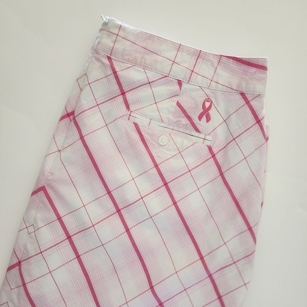 Lady Hagen pink white diamond striped breast cancer ribbon golf skort size 16